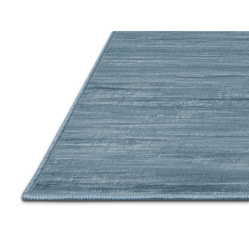 Machine Washable Solid Blue Area Rug, Rectangle 3' x 5'