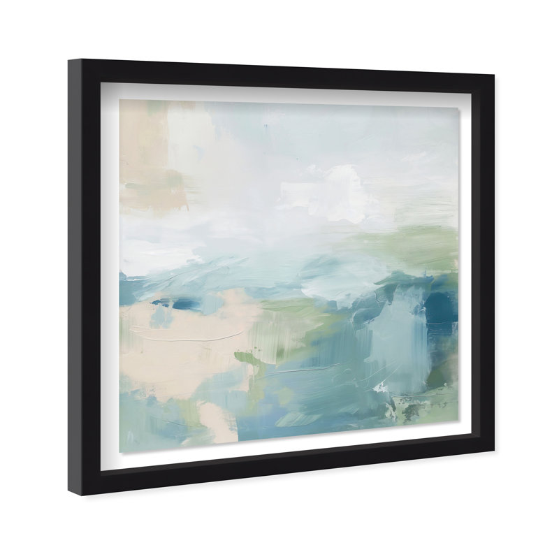 Turquoise Echoes I Shadowbox Abstract Print by Oliver Gal, Black Frame, 12 x 12, Black Frame, 13.5"H x 13.5"W