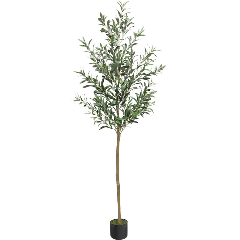 Arbre artificiel artificiel d'intérieur 6 pi avec tronc naturel, 2 pièces