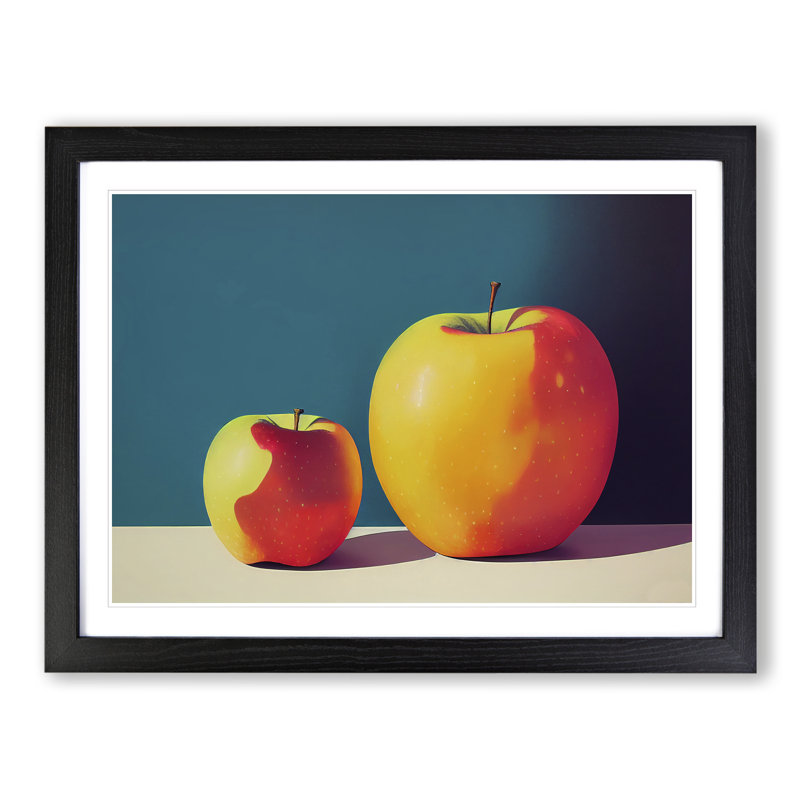 Two Apples Fruit Vol.1 - Framed Print, 25cm H x 34cm W x 2cm D, Black