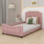Lit de jour simple rembourré avec tête de lit rayée, canapé-lit moderne à profil bas pour chambre à coucher-1310052478