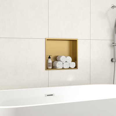14" W x 12" H Rectangular No Tile Needed Recessed Wall Niche Insert Shower Shelf 304 Stainless Steel Shower Niche For Bathroom/Kitchen/Living Room/Study Storage