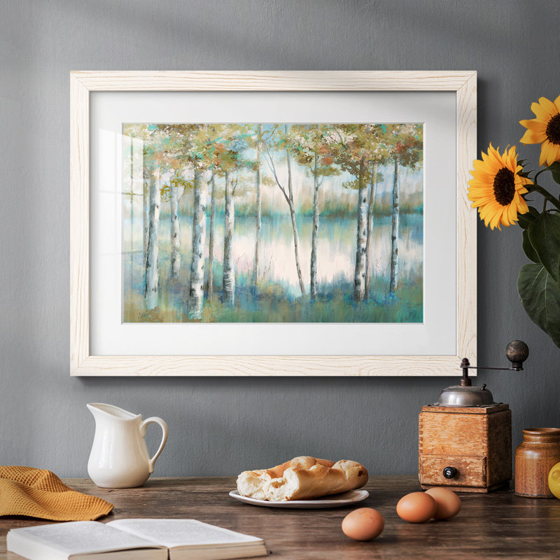Aspen Lake, reproduction d'art encadrée sur papier, Cadre blanc, H 28 po x l 42 po x P 1,5 po