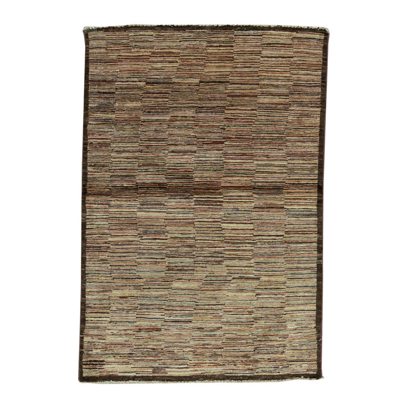 Tapis ivoire / brun noué à la main de haute qualité