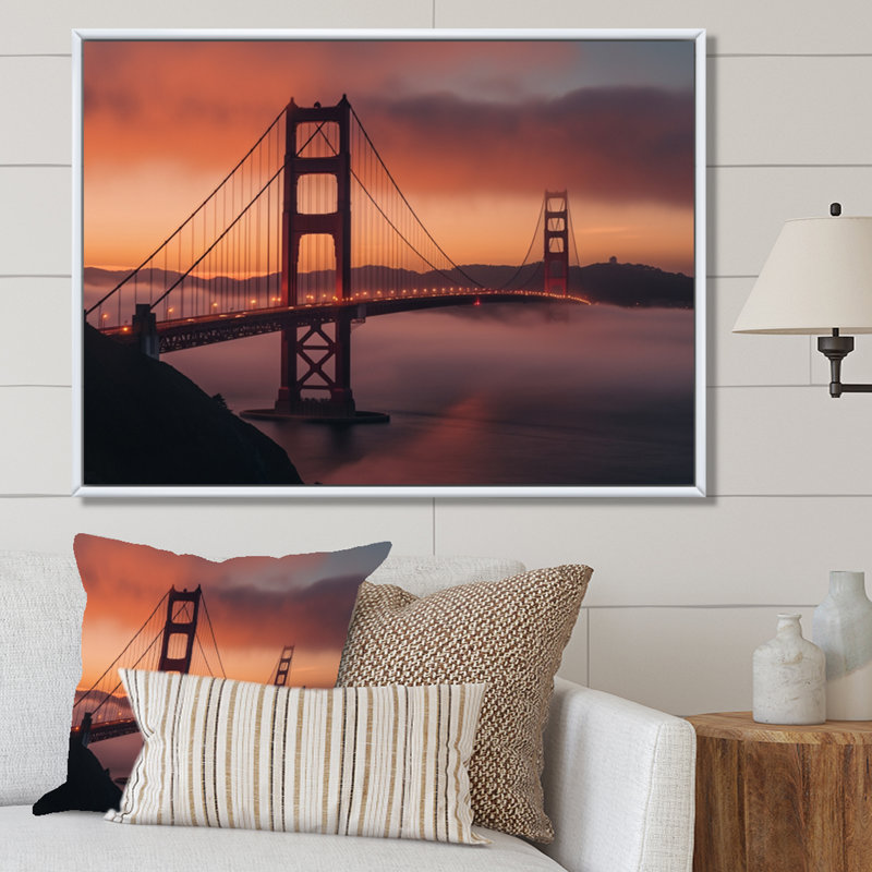 San Francisco Golden Gate Solitude I, reproduction d'art sur toile, H 30 po x l 40 po x P 1,5 po, Cadre flottant blanc