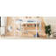 Lit mezzanine simple avec bureau et tablettes, barrière de sécurité et échelle-1080025515