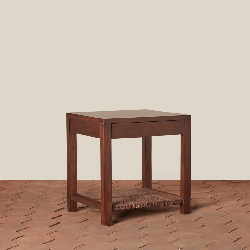 Textura Bedside Table in Natural, Dark Brown