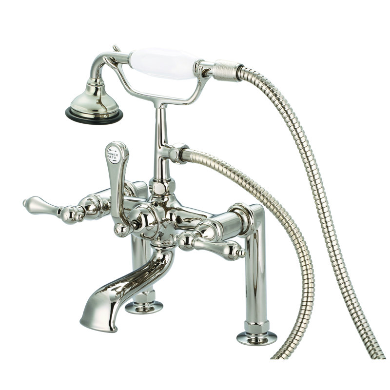 Stonington Deck Tub Spout, Polished Nickel, Lever Handles