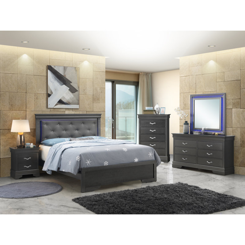 Transitional Full Bed In Metallic Black