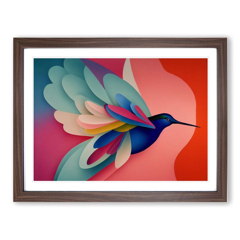 Special Abstract Hummingbird - Framed Print, 46cm H x 64cm W x 2cm D, Walnut