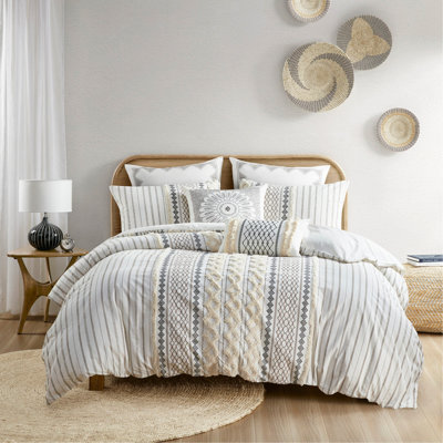 Ensemble de housse de couette en coton très grand / très grand californien avec motif en chenille, capitonné et certification OEKO-TEX pour le confort et la sécurité