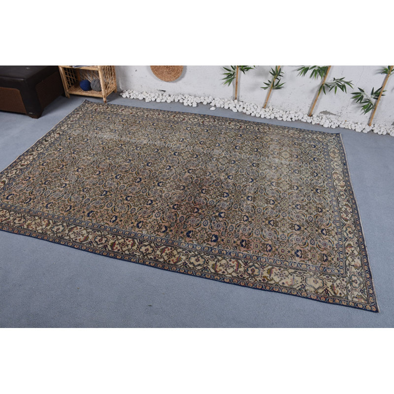 Tapis luxueux, tapis turc, grands tapis 6,1 x 8,8 pi, tapis beige, tapis rétro, tapis rétro