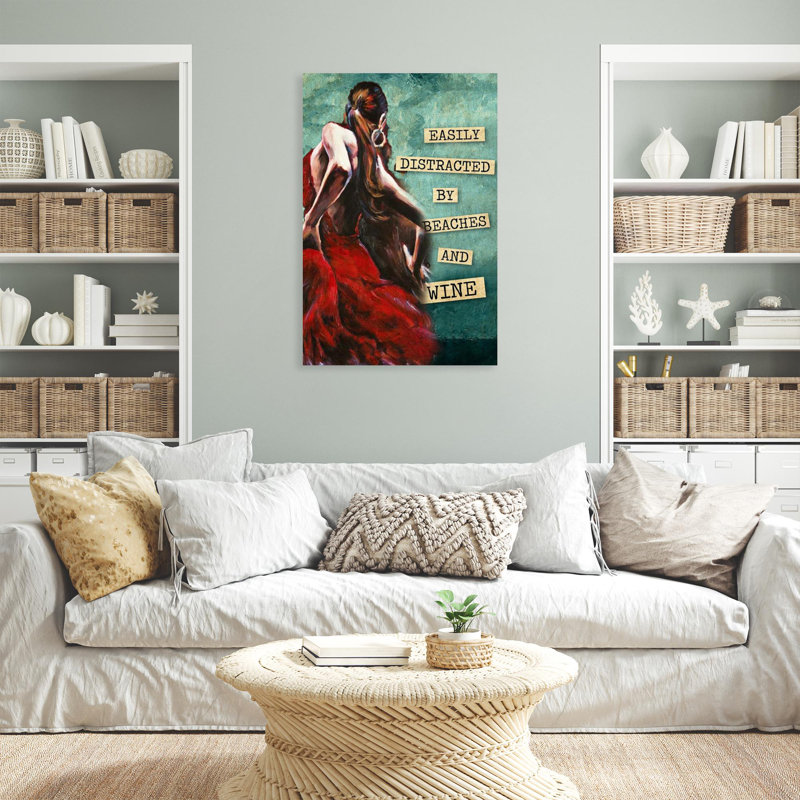 «Beaches And Wine», reproduction d'art graphique sur toile tendue, L 24 po x H 36 po