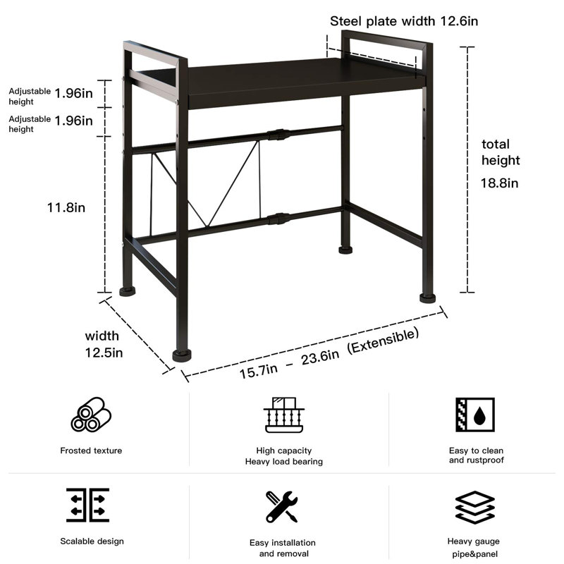 23.6'' Iron Standard Baker's Rack with Microwave Compatibility