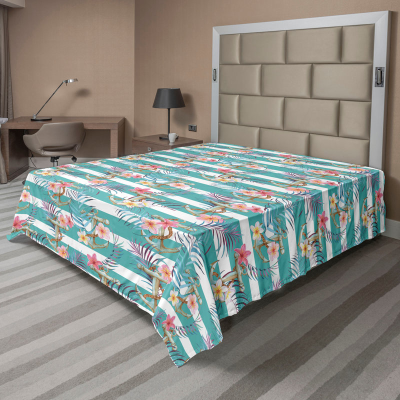 Drap plat Ambesonne, Floral rose foncé, Drap plat grand