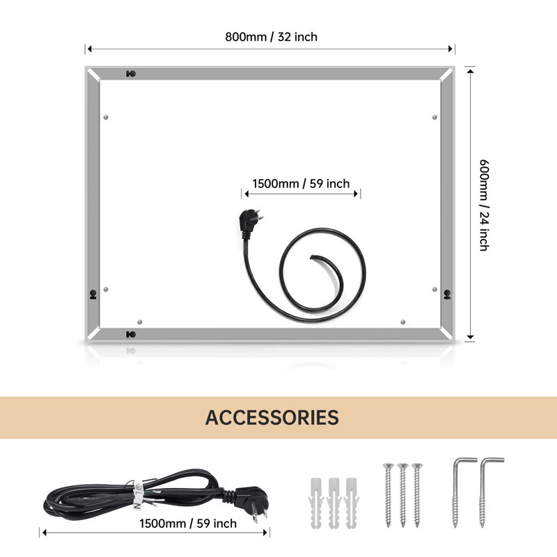 Miroir de salle de bain Catlee, 24 po x 32 po