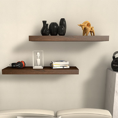 Chalissa 2 Piece Solid Wood Floating Shelf