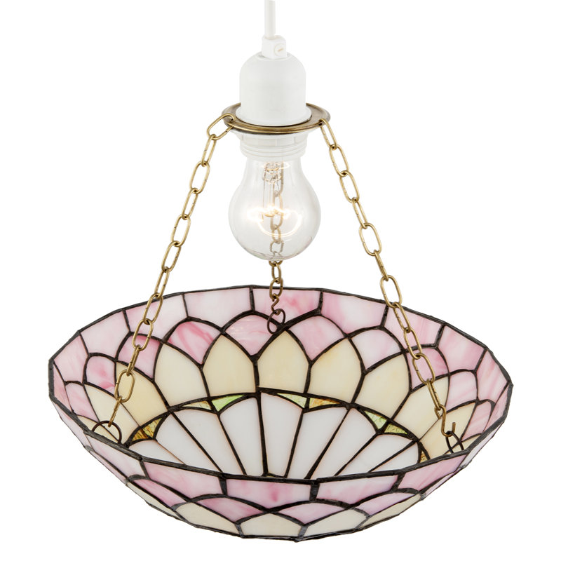 23cm H Glass Bowl Pendant Shade ( Screw On ), Pink