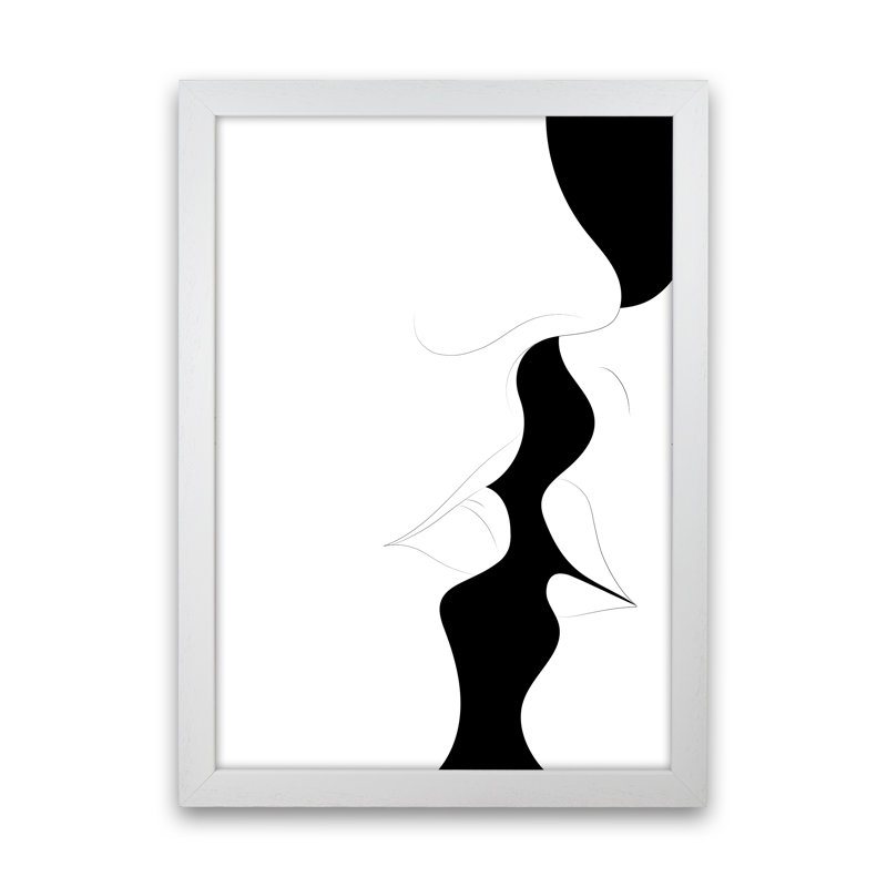 Just a Little Kiss White 1 Piece Wall Art, 42cm H x 29.7cm W x 3cm D, White Framed