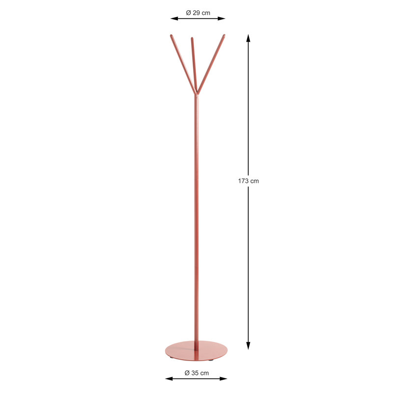 Orlina Freestanding 3 - Hook Coat Rack, Red
