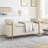Elegant Upholstered Linen Storage Bench With Cylindrical Arms And Iron Legs, Beige-443065946
