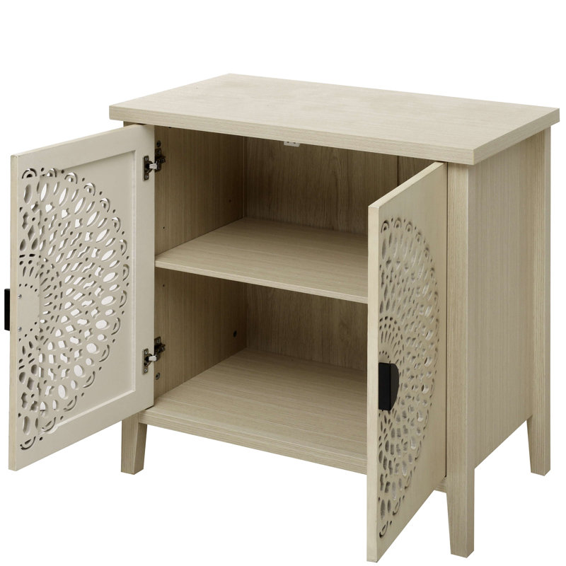 Armoire décorative creuse à 2 portes avec tablette réglable, Naturel