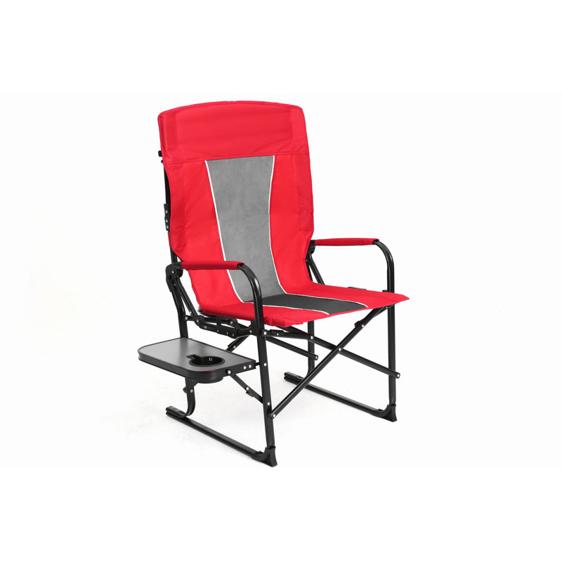 Camping Directors Folding Chair - Heavy Duty Portable With Side Table For Trip Red Sport, Red