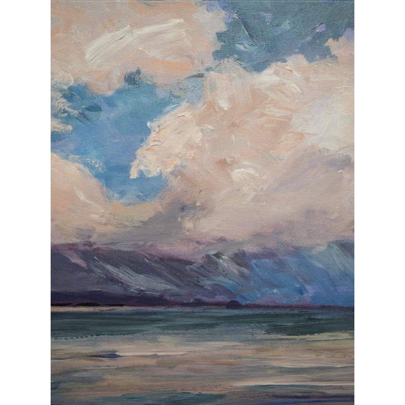 Celadon I by John Beard, White Framed Canvas, 25.5" H x 21.5" W x 1.75" D