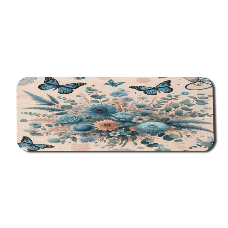 Tapis de souris de jeu en bois d'eucalyptus floral 31 po x 12 po Wrought Studio ™