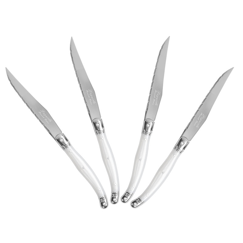 French Home Stainless Steel (18/8) Steak Knife Set, Pearlized White
