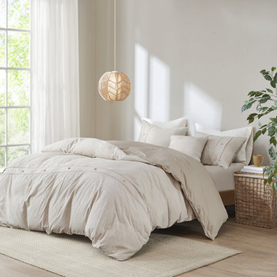 Très grande housse d'édredon très grand / très grand naturel - 60% coton biologique, avec insert et literie 5 pièces très grand, coussin décoratif