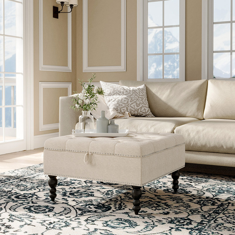 Dupras 74cm Wide Ottoman with Storage, Beige