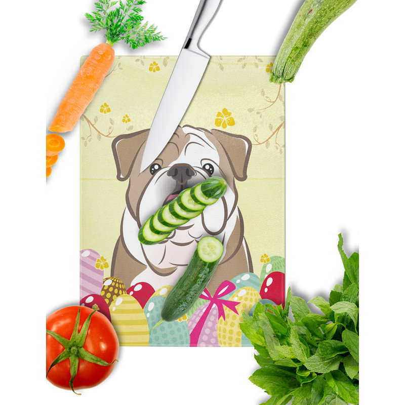 Planche à découper en verre trempé à caroline de pâques, Bouledogue anglais