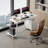  Computer Desk 47 in. with Power Outlets Gaming Desk with Drawer, 2 Monitor Stands, White/Rustic Brown-769535441-769535446