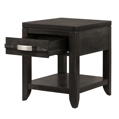 Convenient Brown 24X20x25" End Table With Functional Drawer And Shelf Stylish Efficient Storage Shelf,