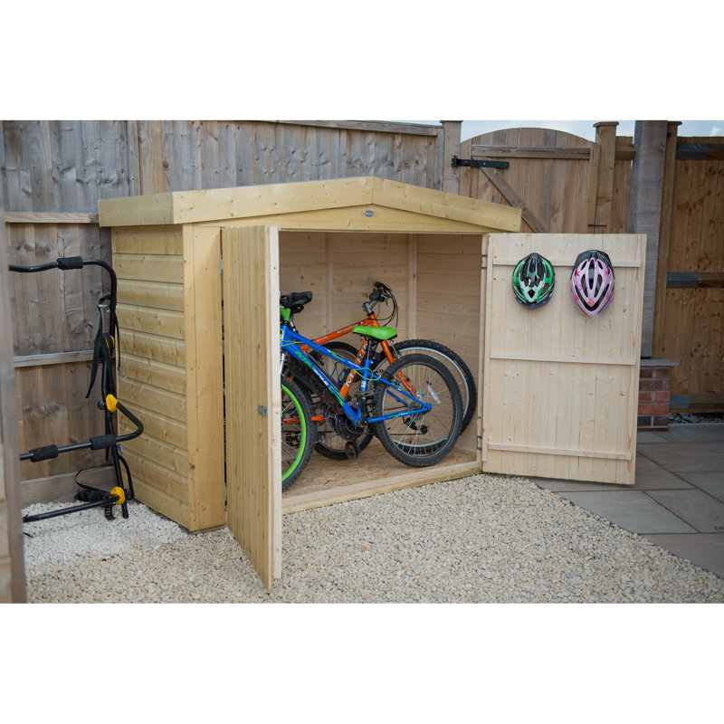 6 ft. W x 3 ft. D Shiplap Apex Wooden Bike Shed, No