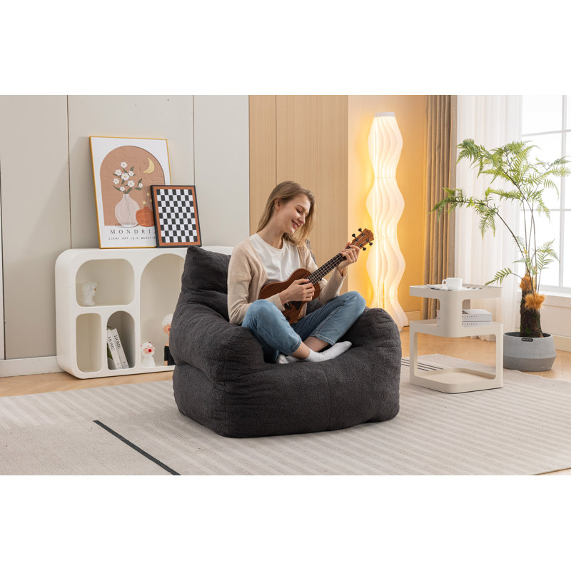 Fauteuil à billes standard, Microfibres et suédine gris foncé