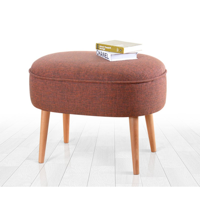 Pouf bohémien avec pieds en bois, rouge tuile, 24,8 po x 18,5 po x 17,3 po | Housse 100% lin, 35 éponges orthopédiques, hauteur 6,0 cm | Parfait pour les décors scandinaves et du sud-ouest, sièges élégants et confortables