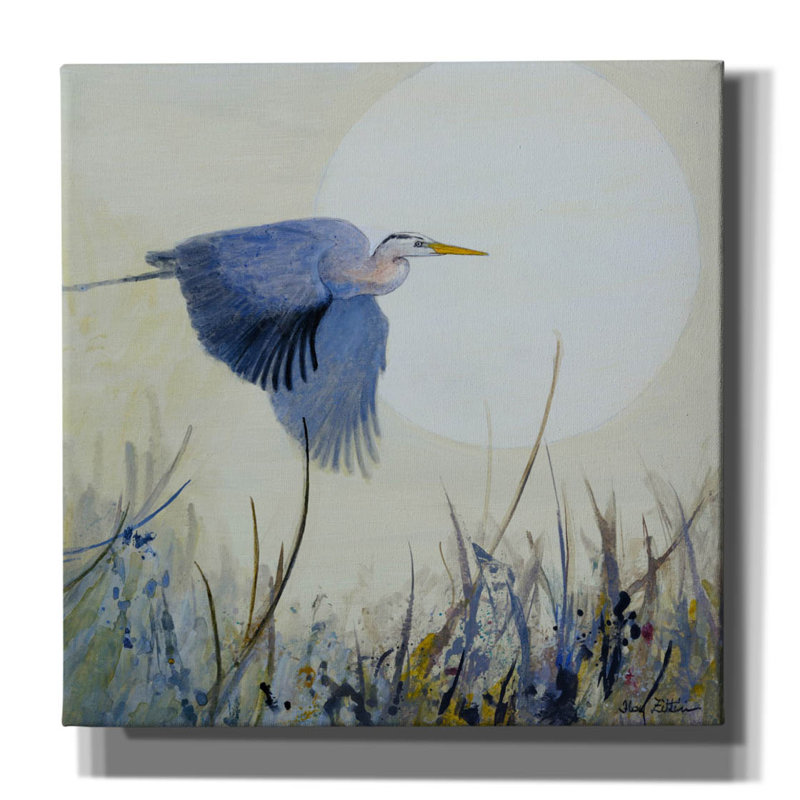 «Soaring Heron» par Floy Zittin, art mural sur toile, H 12 po x l 12 po x P 0,75 po
