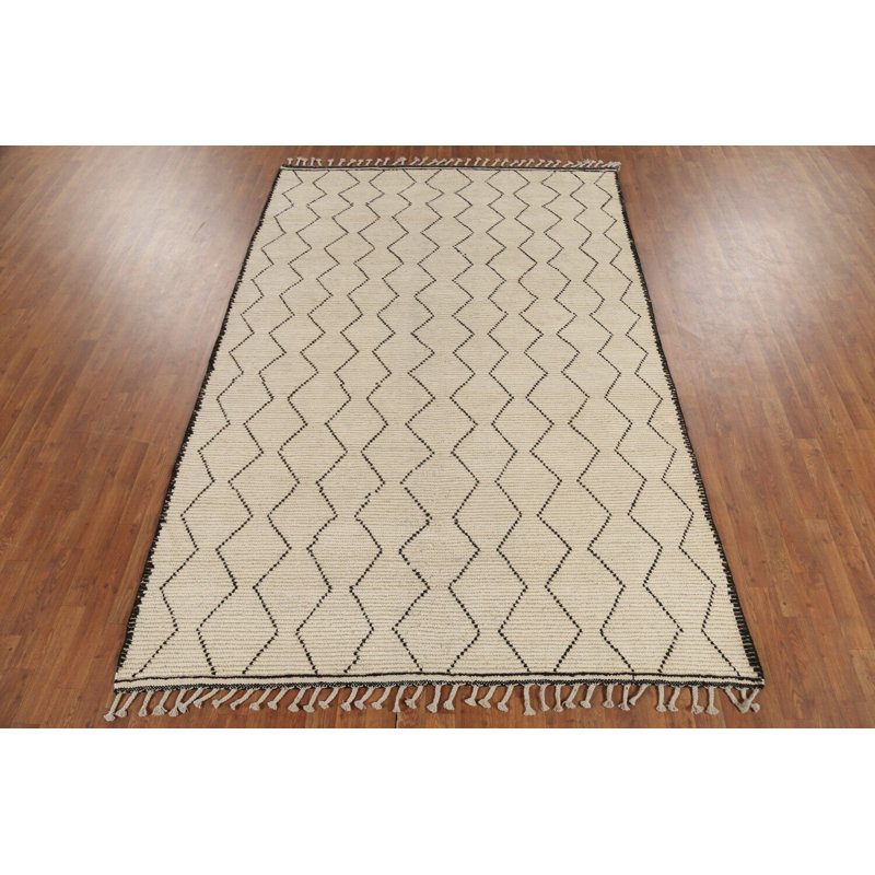 Tapis marocain géométrique ivoire All-Over 6 x 9