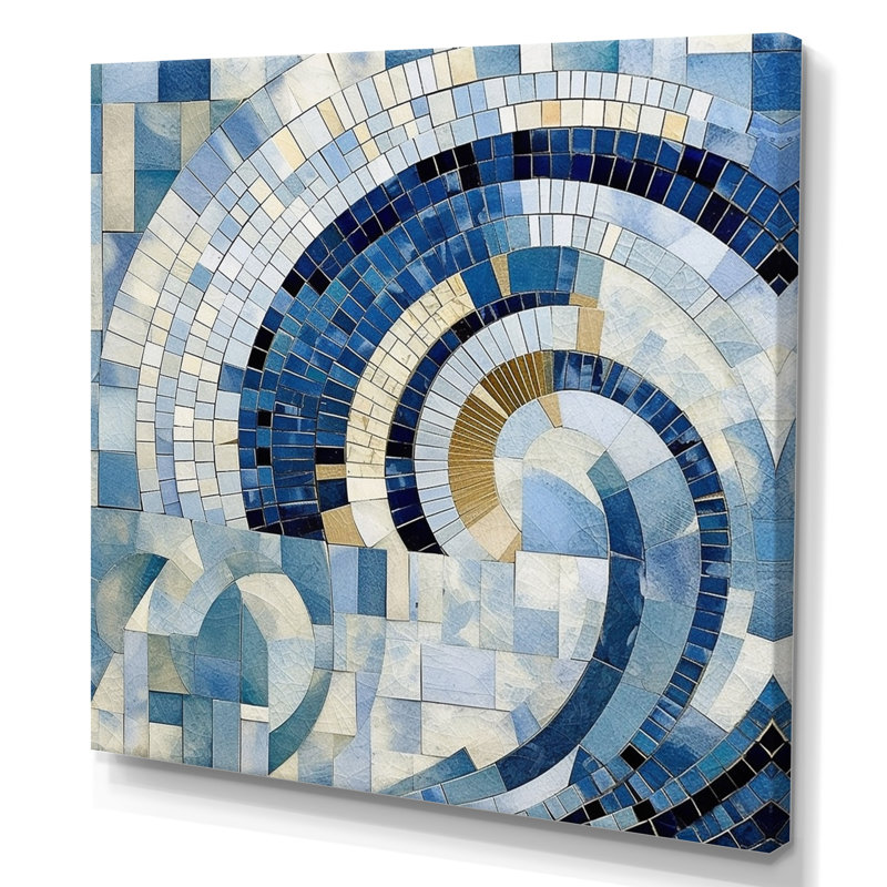 «Gold Constructing Blue Realms IV» sur toile, H 16 po x l 16 po x P 1 po, Toile tendue
