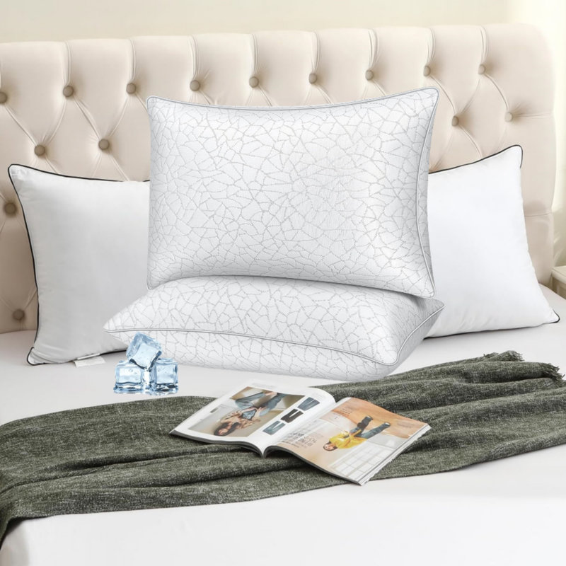 Luxury Queen Down Alternative Pillows, Premium Bed Pillows With Breathable Skin-friendly Cover, Queen, Set of 2