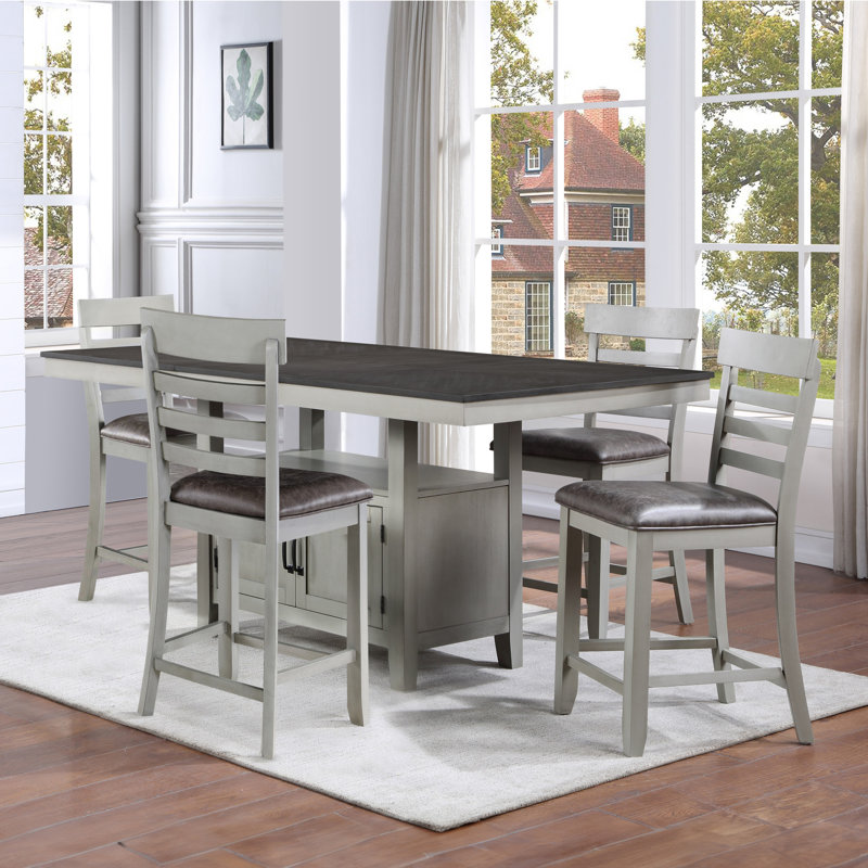 Ensemble de salle à manger à hauteur de comptoir extensible Knauss Hyland, 5 pièces: table, 4 chaises