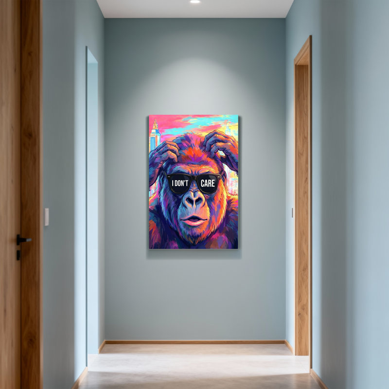 Animaux, singe coloré portant des lunettes de soleil avec texte