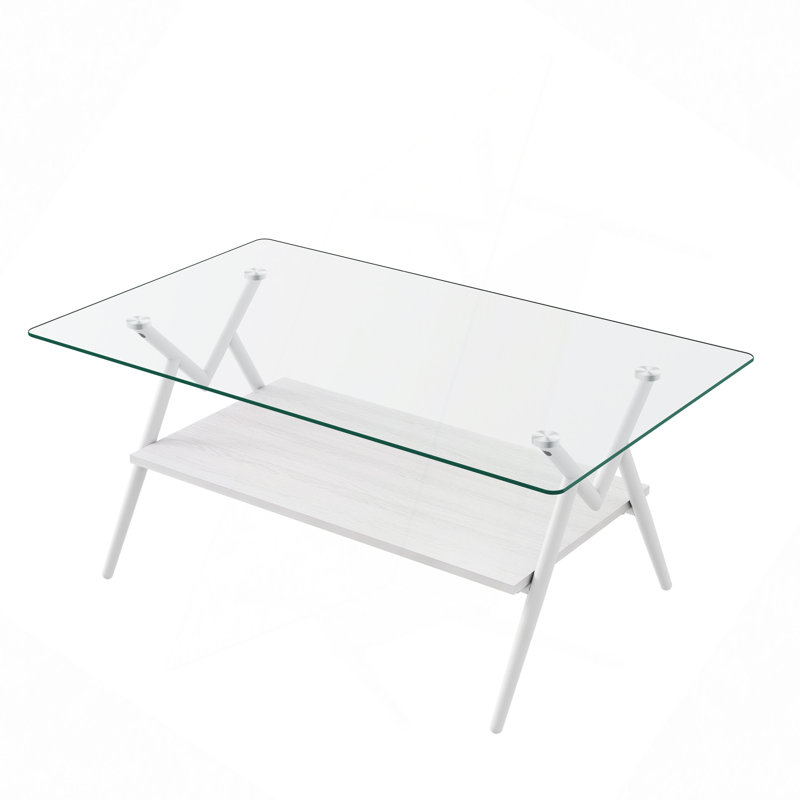 Rectangle Coffee Table, Modern Table, Clear, White