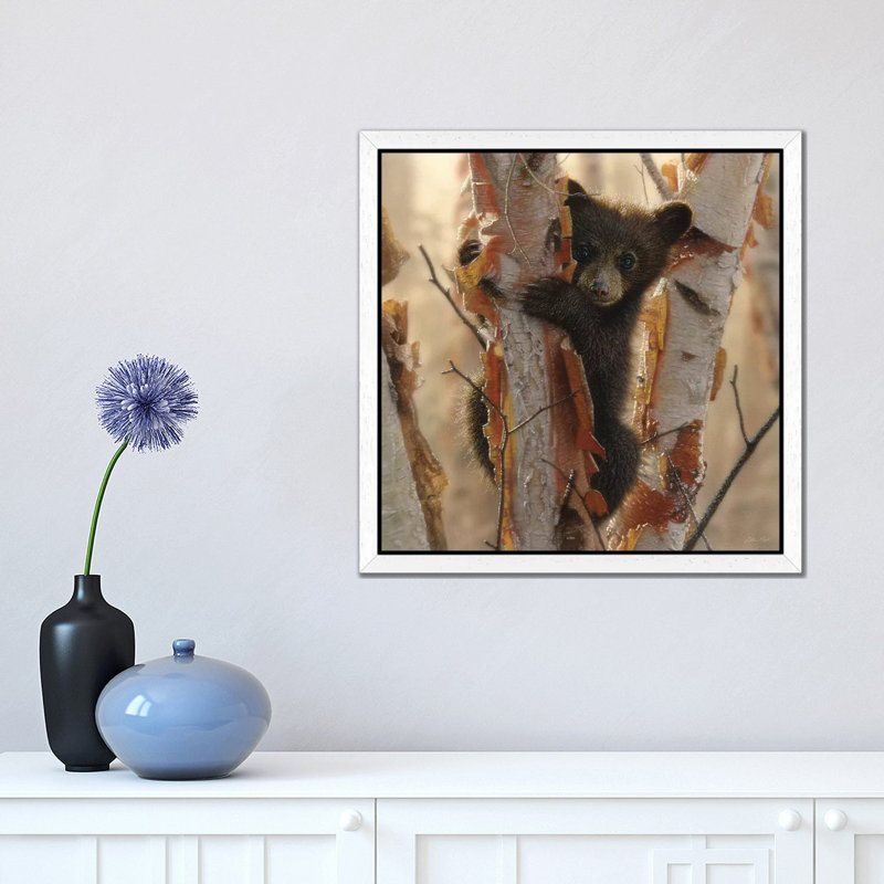 Bear Cub II - Painting on Canvas, White Floater Framed, 66.04 cm H x 66.04 cm W x 1.91 cm D