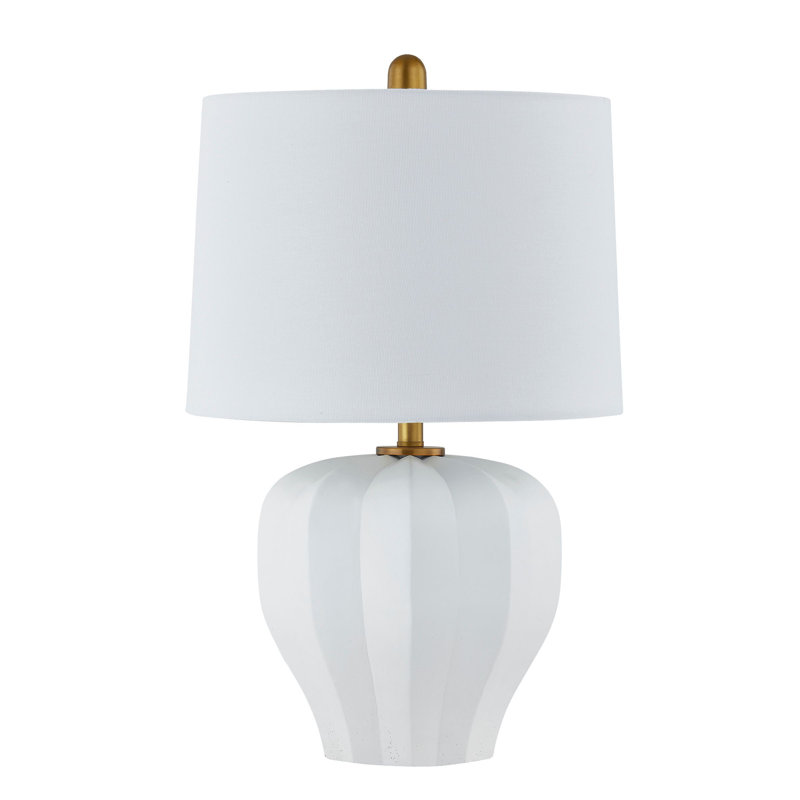 Lampe de table 21 po avec abat-jour en lin Gwyneth, blanc
