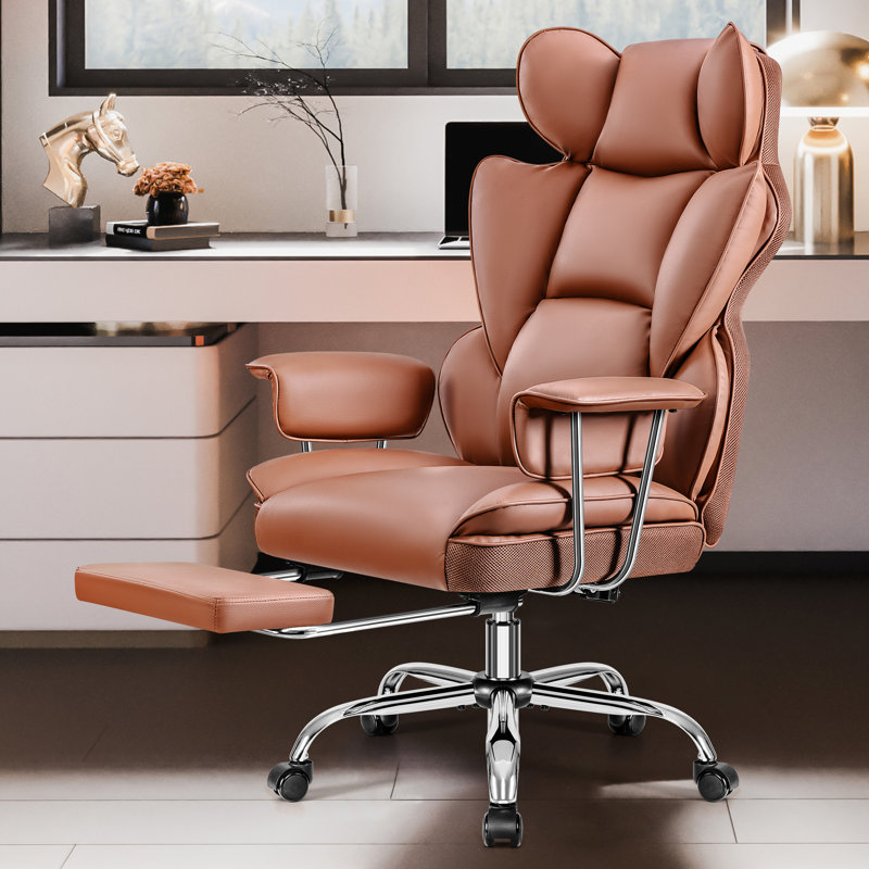 Faux Leather Executive Computer Chair, Brown