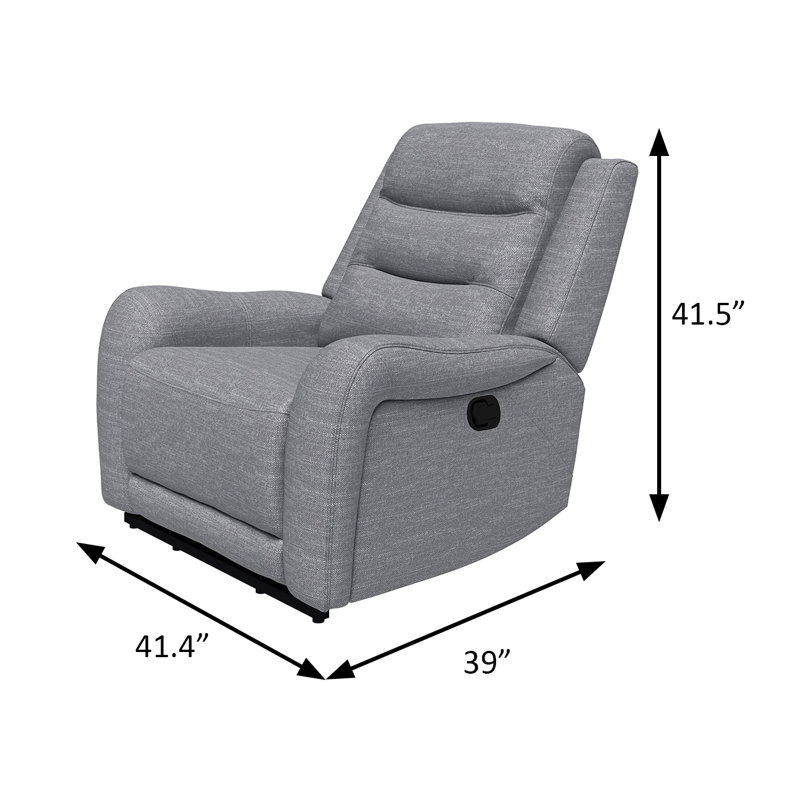 41.4" W Transitional Recliner, Gray