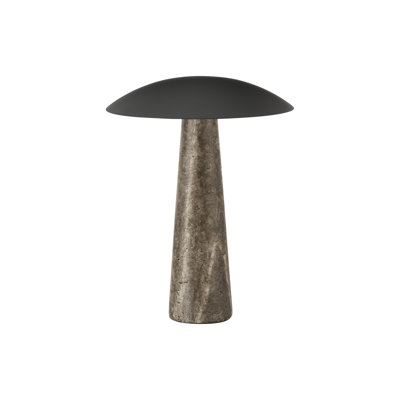 Lampe de table DEL, 38 cm de hauteur, résine grise, métal noir, style contemporain